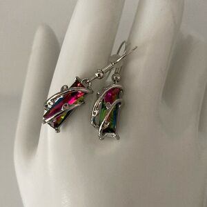 Earrings Colorful Stone Elegant Pierced Dangle Boho Women’s New Gift Boxed